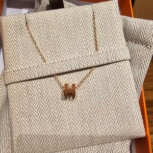 Brand New Hermes Mini Pop H Pendant - New Gold Color